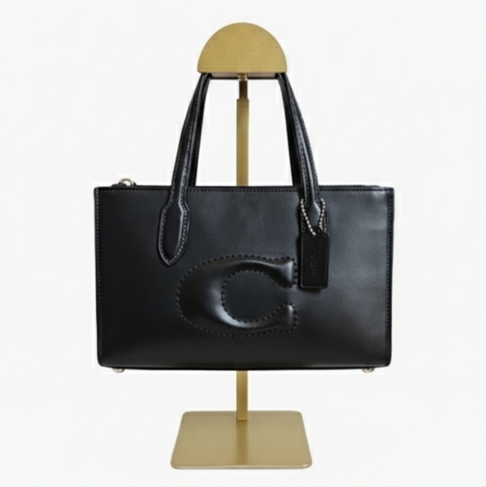Coach 2024 Nina Small Tote Crossbody Bag Cr097 Black Refined Calf Leather Nwot